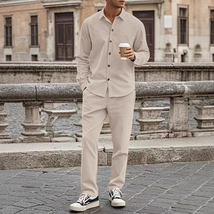 Herren elegantes Freizeitanzug mit stilvollem Hemd und bequemer Hose Drune