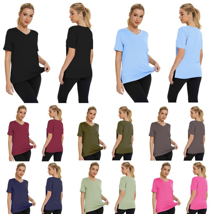 Damen Funktionales V-Ausschnitt Sportshirt mit atmungsaktiver Technologie Drune