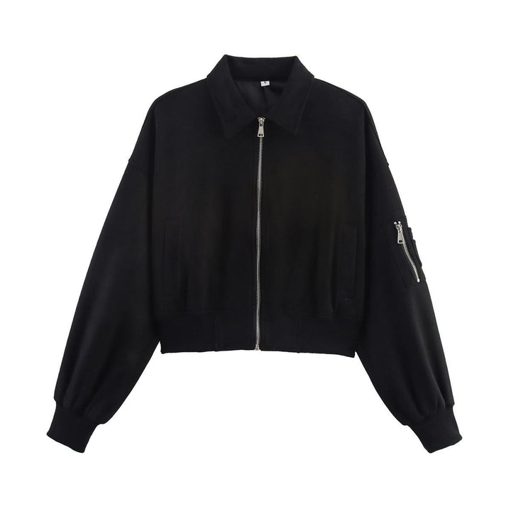 Damen modische Cropped-Jacke mit praktischen Reißverschlusstaschen und eleganter Silhouette Drune