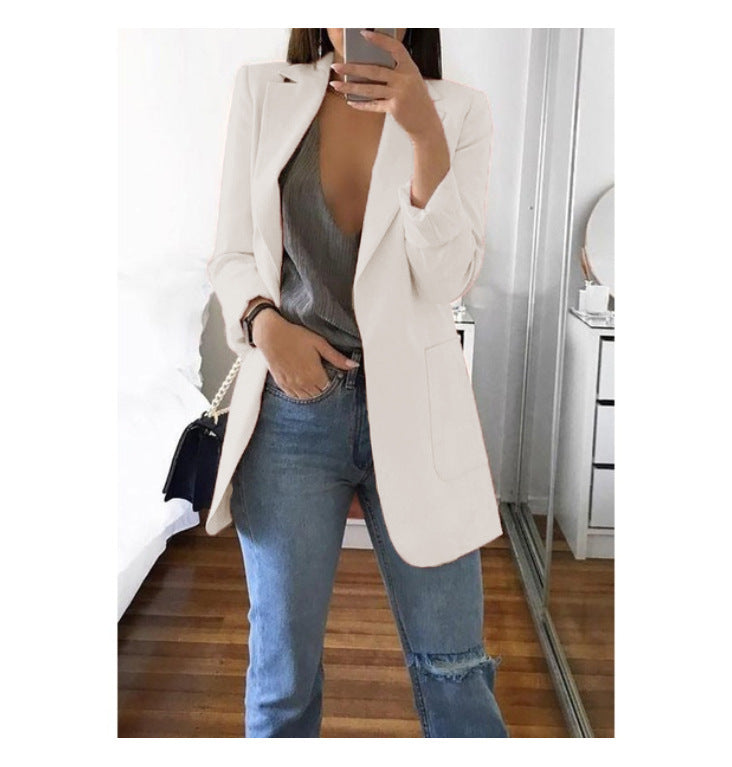 Damen eleganter Blazer mit tailliertem Schnitt und praktischen Taschen Drune