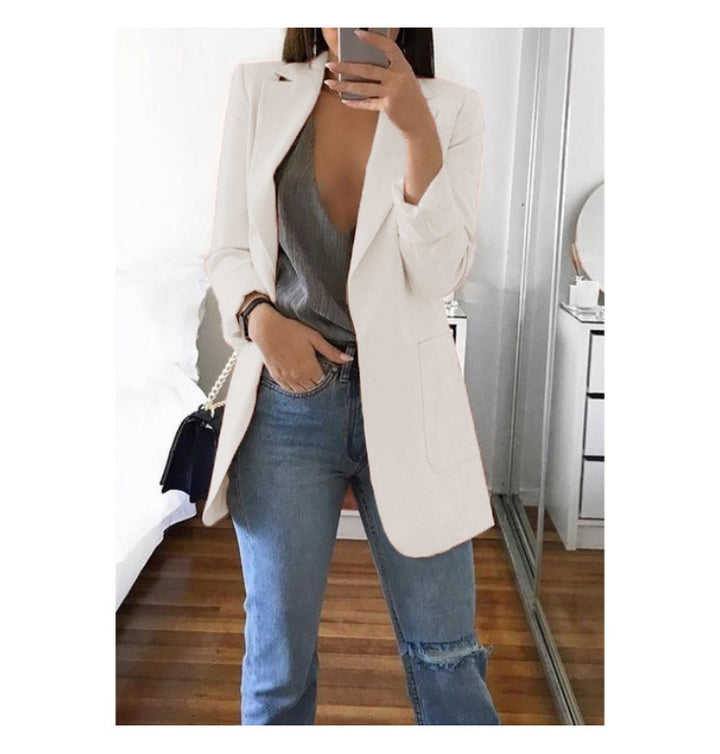 Damen eleganter Blazer mit tailliertem Schnitt und praktischen Taschen Drune