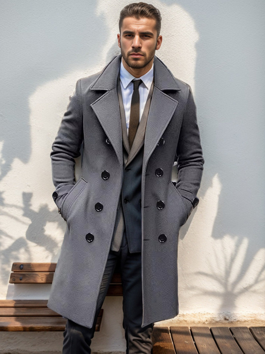 Herren eleganter Woll-Mantel Drune