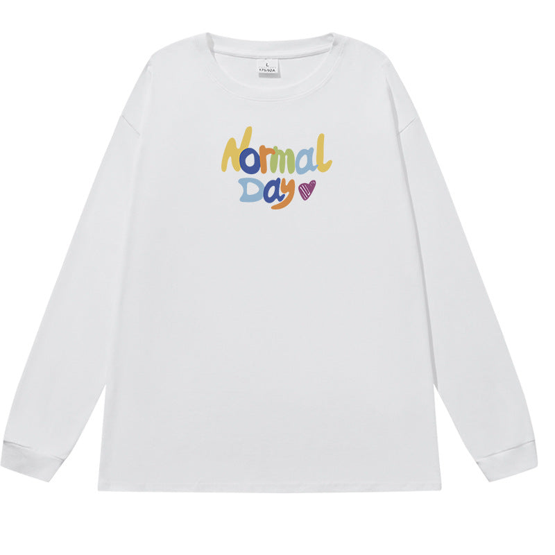 Damen lässiges Langarmshirt mit buntem Schriftzug Drune