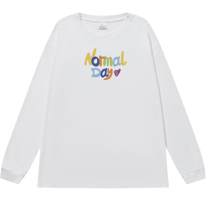 Damen lässiges Langarmshirt mit buntem Schriftzug Drune