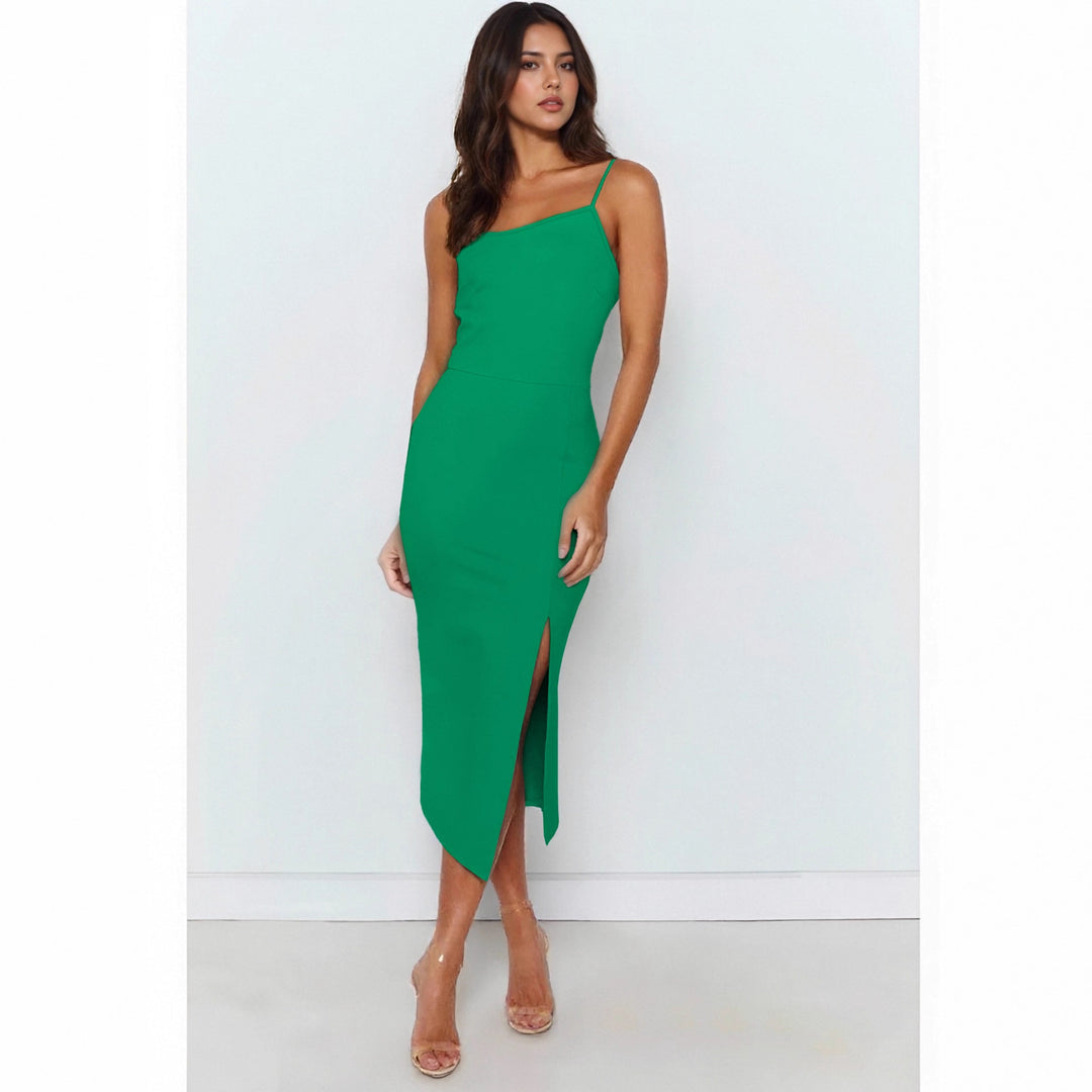 Damen ärmelloses Midi-Kleid mit elegantem Schlitz Drune