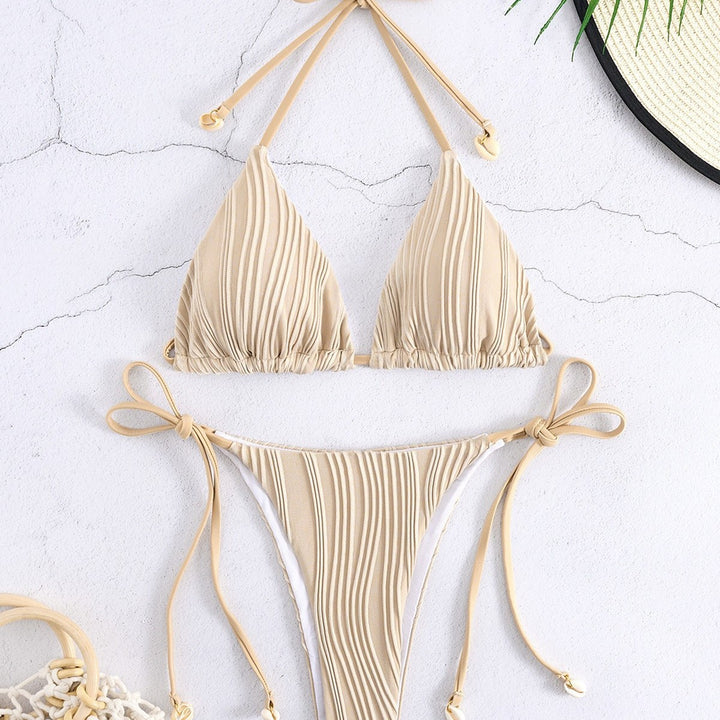 Damen Triangel-Bikini-Set mit raffinierten Rüschendetails und variablen Bindebändern Drune