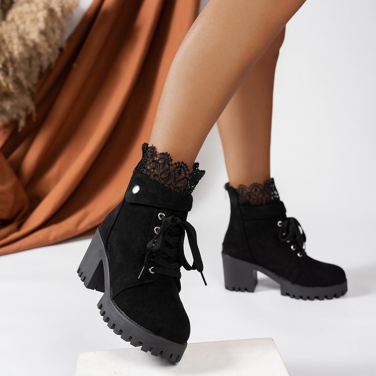 Damen Hochformat Stiefeletten mit eleganter Spitze und rutschfester Sohle Drune