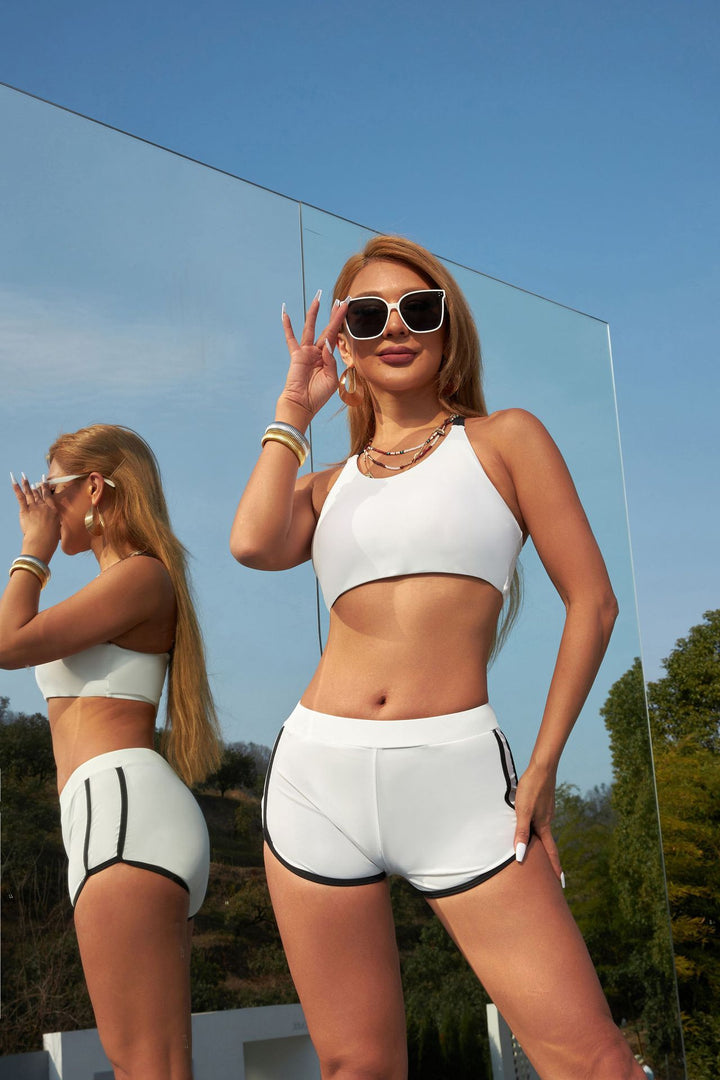 Damen Sportliches Bikini-Set mit hochgeschlossenem Top und bequemen Hosen Drune