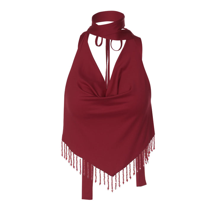 Damen Haltertop mit eleganter Fransenverzierung Drune