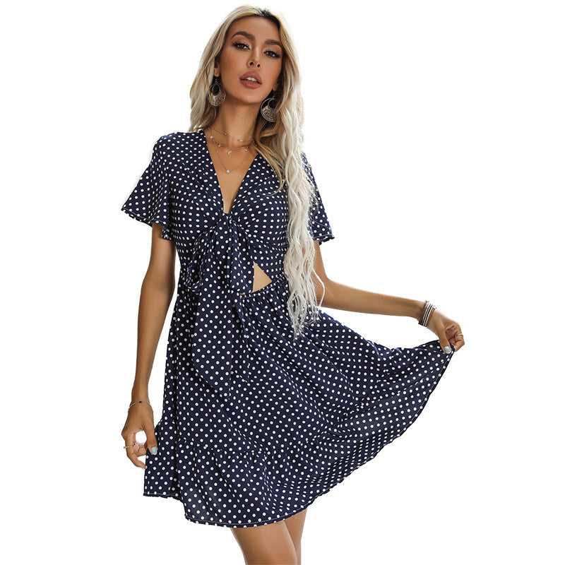 Damen Sommerkleid mit verführerischem Cut-Out und verspieltem Punkte-Design Drune
