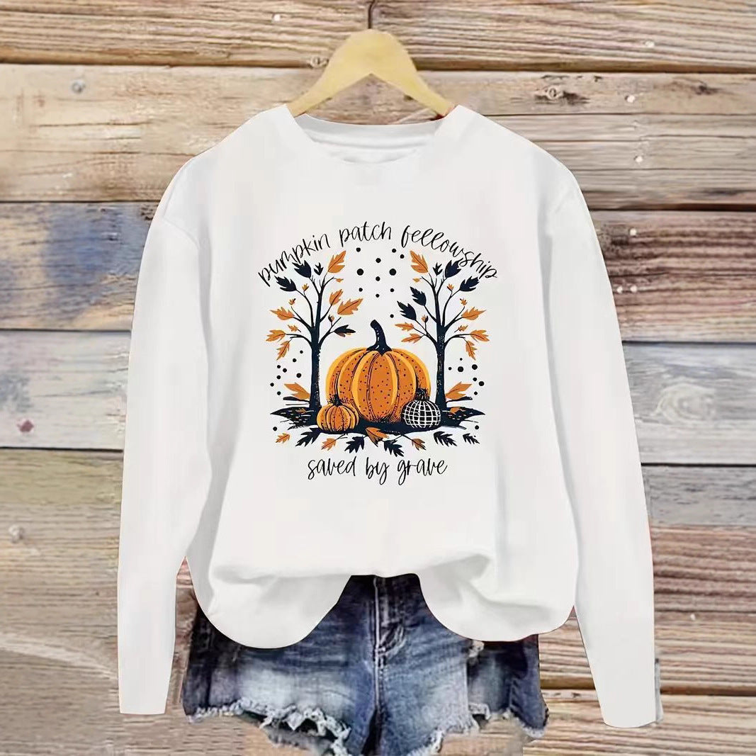Damen Sweatshirt mit herbstlichem Kürbis-Motiv und lässigem Schnitt Drune