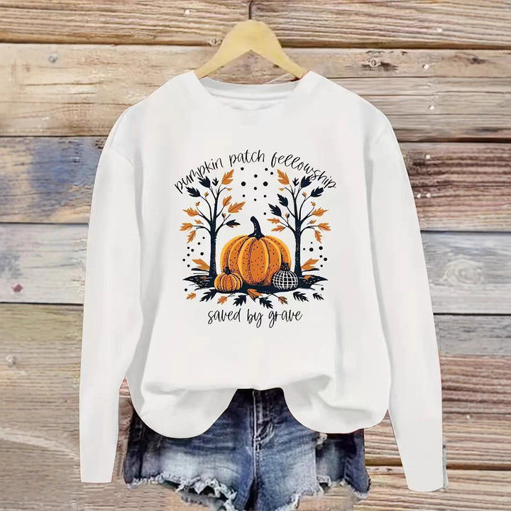 Damen Sweatshirt mit herbstlichem Kürbis-Motiv und lässigem Schnitt Drune