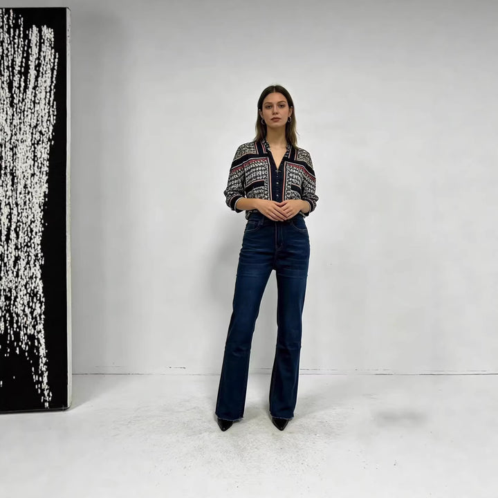 Damen hoch taillierte Bootcut Jeans im eleganten Design Drune