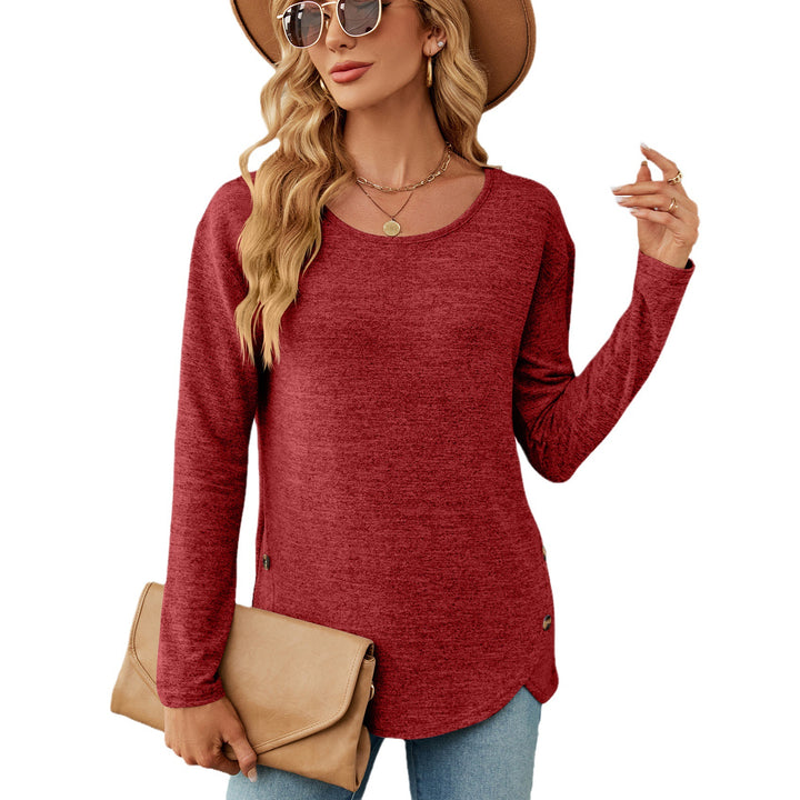 Damen lässiges Longsleeve Oberteil mit modernen Knopfdetails Drune