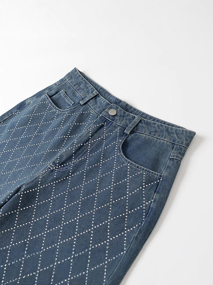 Damen High-Waist Jeans im modernen Karomuster Drune