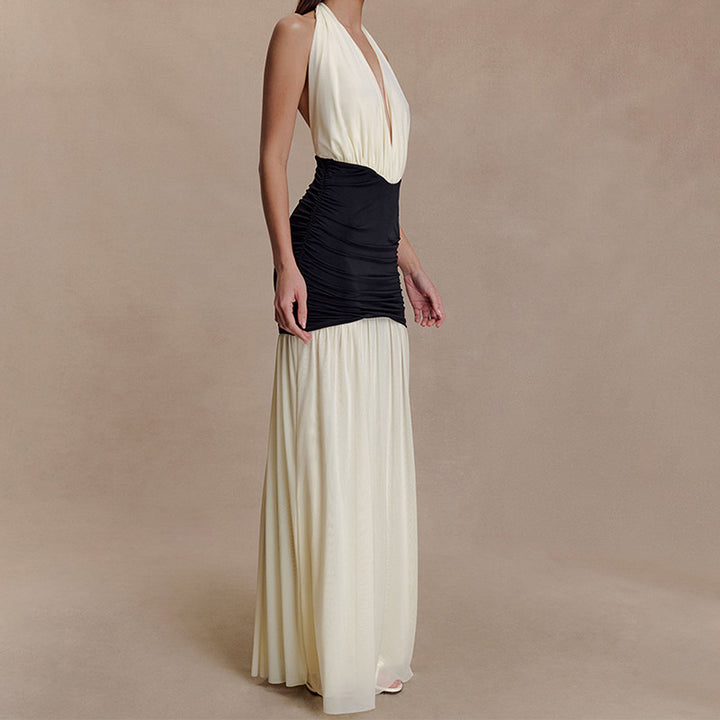 Damen Elegantes Maxi-Kleid mit raffiniertem Wickeloberteil Drune