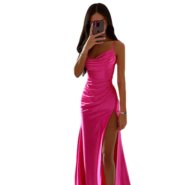 Damen Maxikleid mit schickem Seitenschnitt und eleganter Drapierung Drune