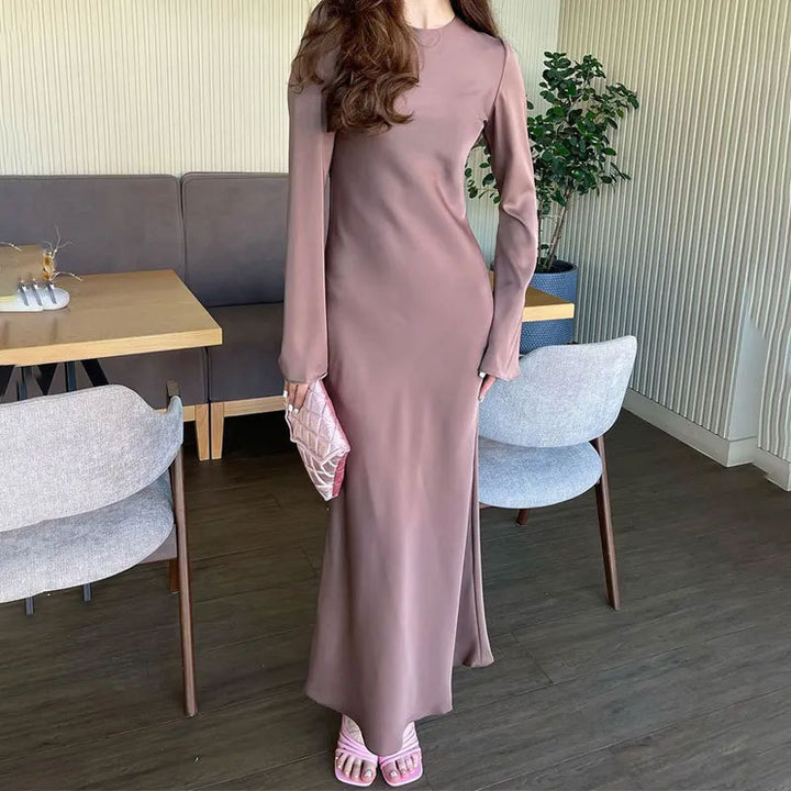 Damen elegantes Maxikleid mit weitem Schnitt und eleganten Ärmeln Drune