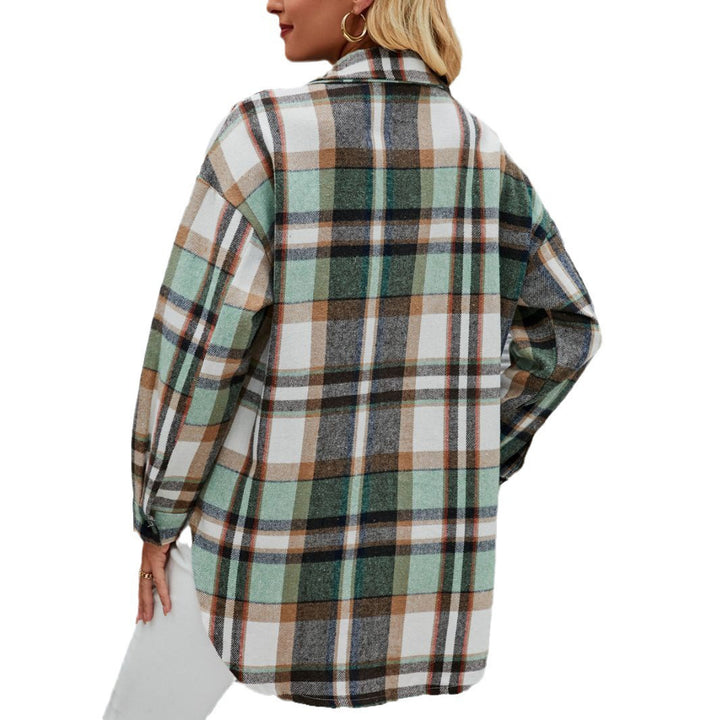 Damen Karo Hemdjacke im lässigen Stil mit praktischen Brusttaschen Drune