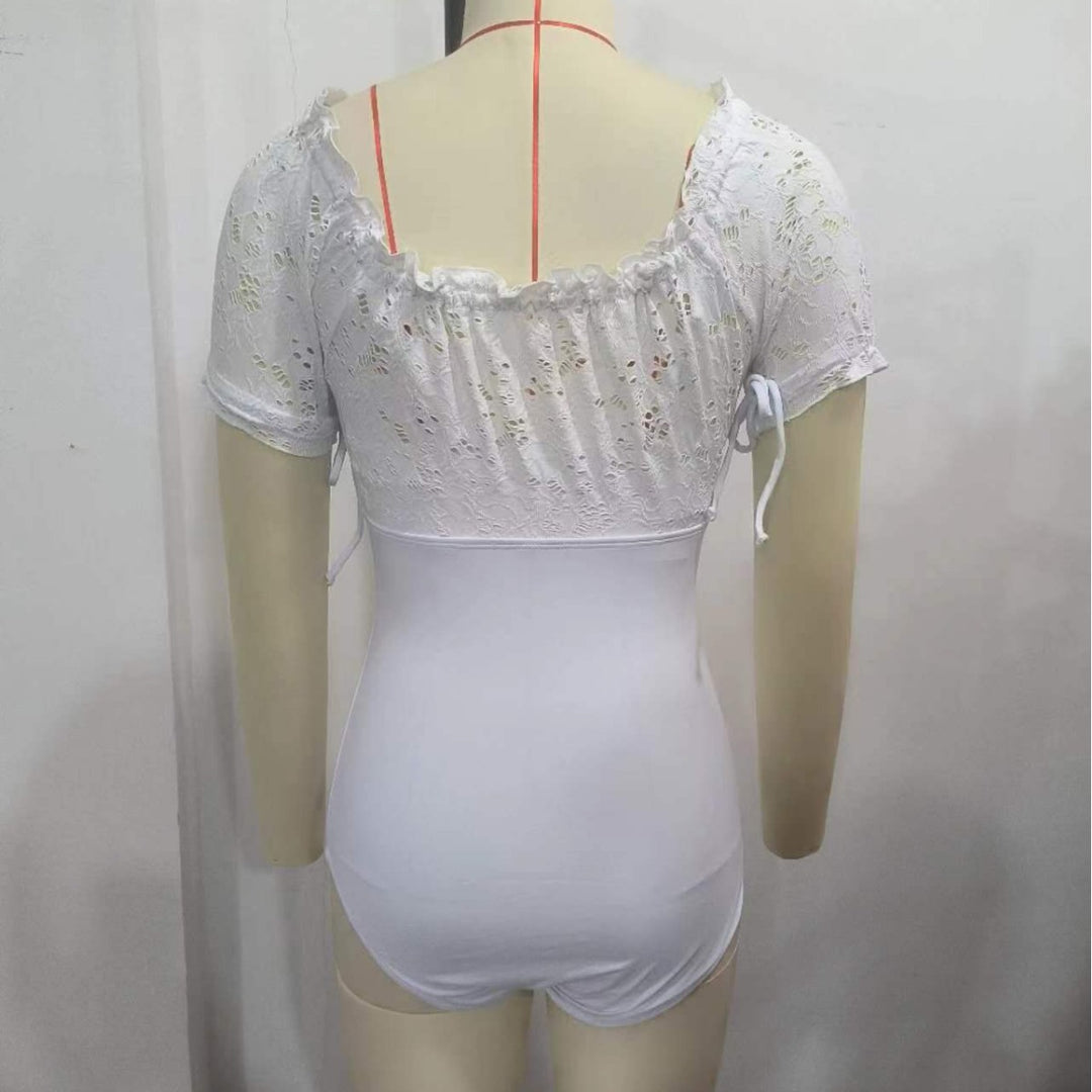 Damen Einteiler-Badeanzug mit romantischen Spitzen-Details Drune