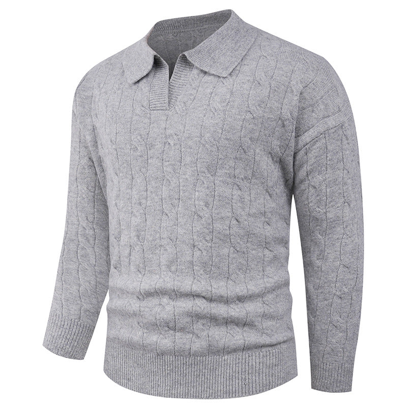 Herren eleganter Strickpullover mit modernem Zopfmuster Drune
