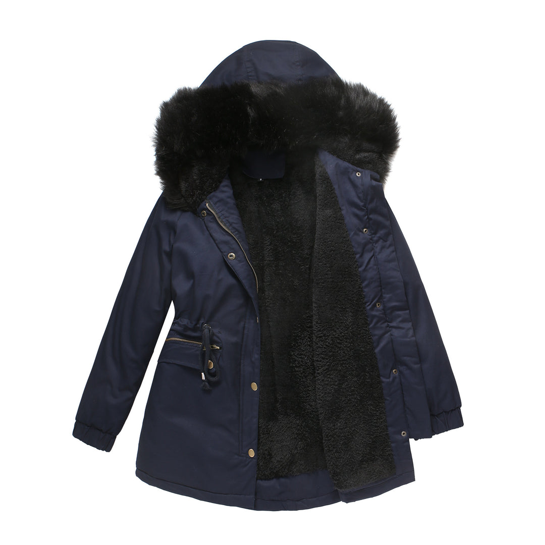 Damen isolierte Parka-Jacke mit abnehmbarem Kunstfellkragen und verstellbarem Taillenzug Drune