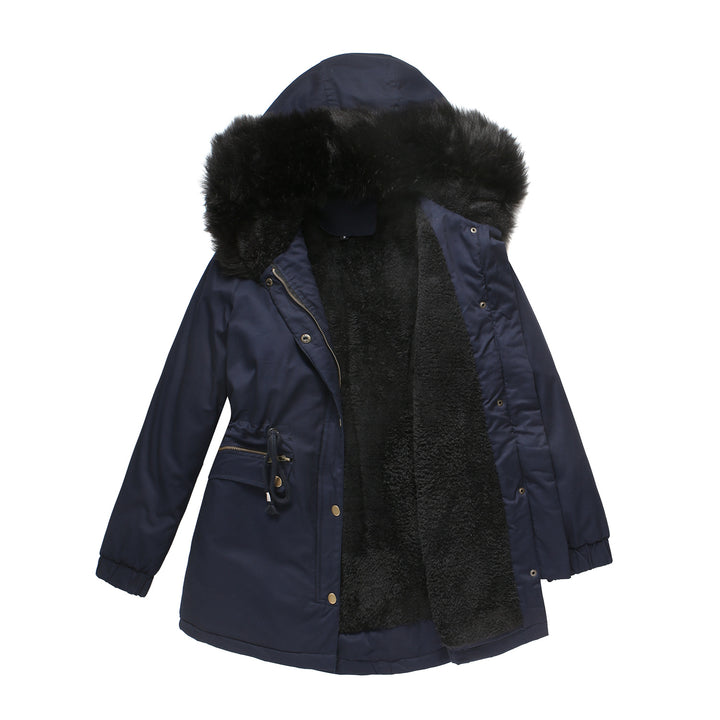 Damen isolierte Parka-Jacke mit abnehmbarem Kunstfellkragen und verstellbarem Taillenzug Drune