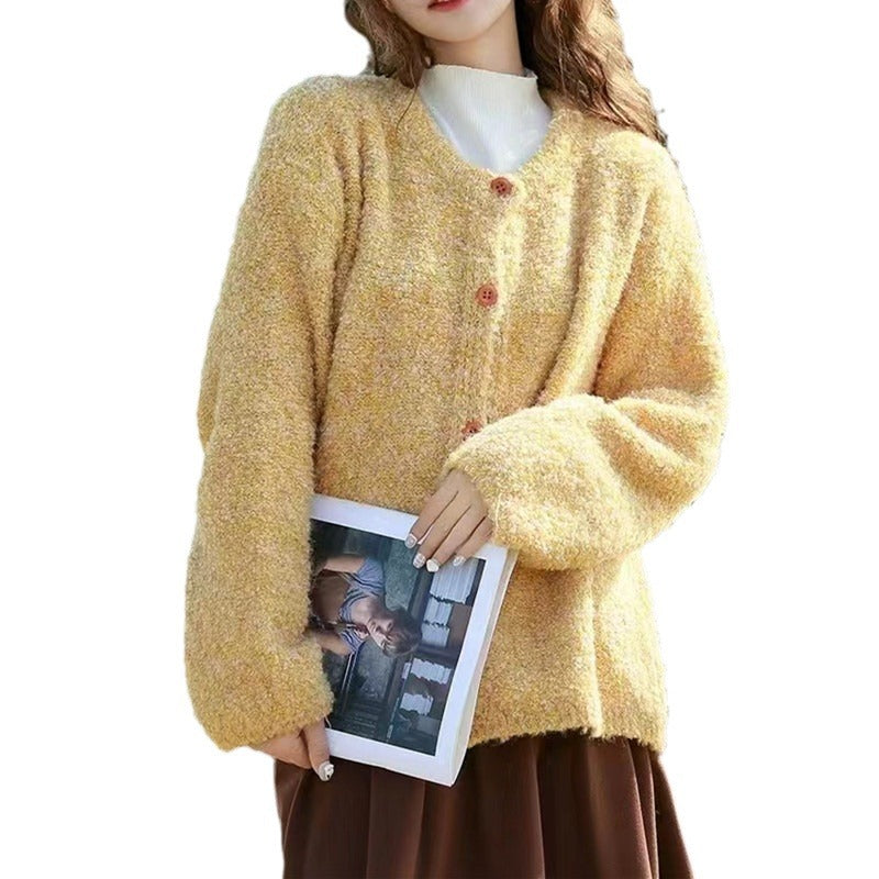 Damen kuscheliger Strickcardigan mit dekorativen Knöpfen und lässigem Schnitt Drune