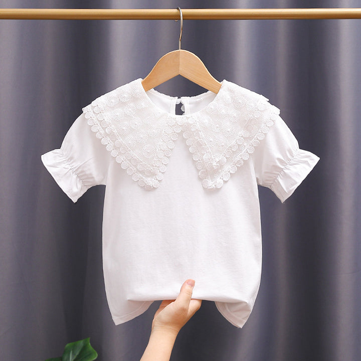 Mädchen Bluse mit romantischem Spitzenkragen und Rüschendetails Drune