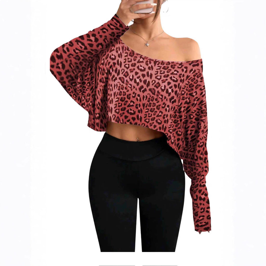 Damen Cropped Sweater mit lässigem Leopardenmuster Drune