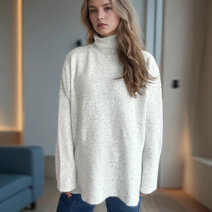 Damen Pullover mit hohem Kragen und asymmetrischem Saum Drune