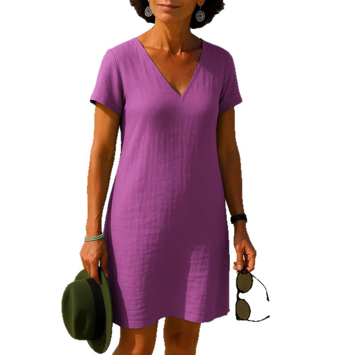 Damen Sommerliches V-Ausschnitt Kleid Drune