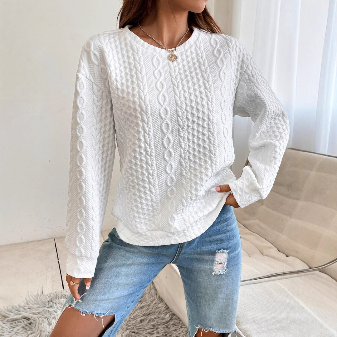 Damen Strickpullover mit strukturierter Oberflächentextur und elegantem Rundhalsausschnitt Drune