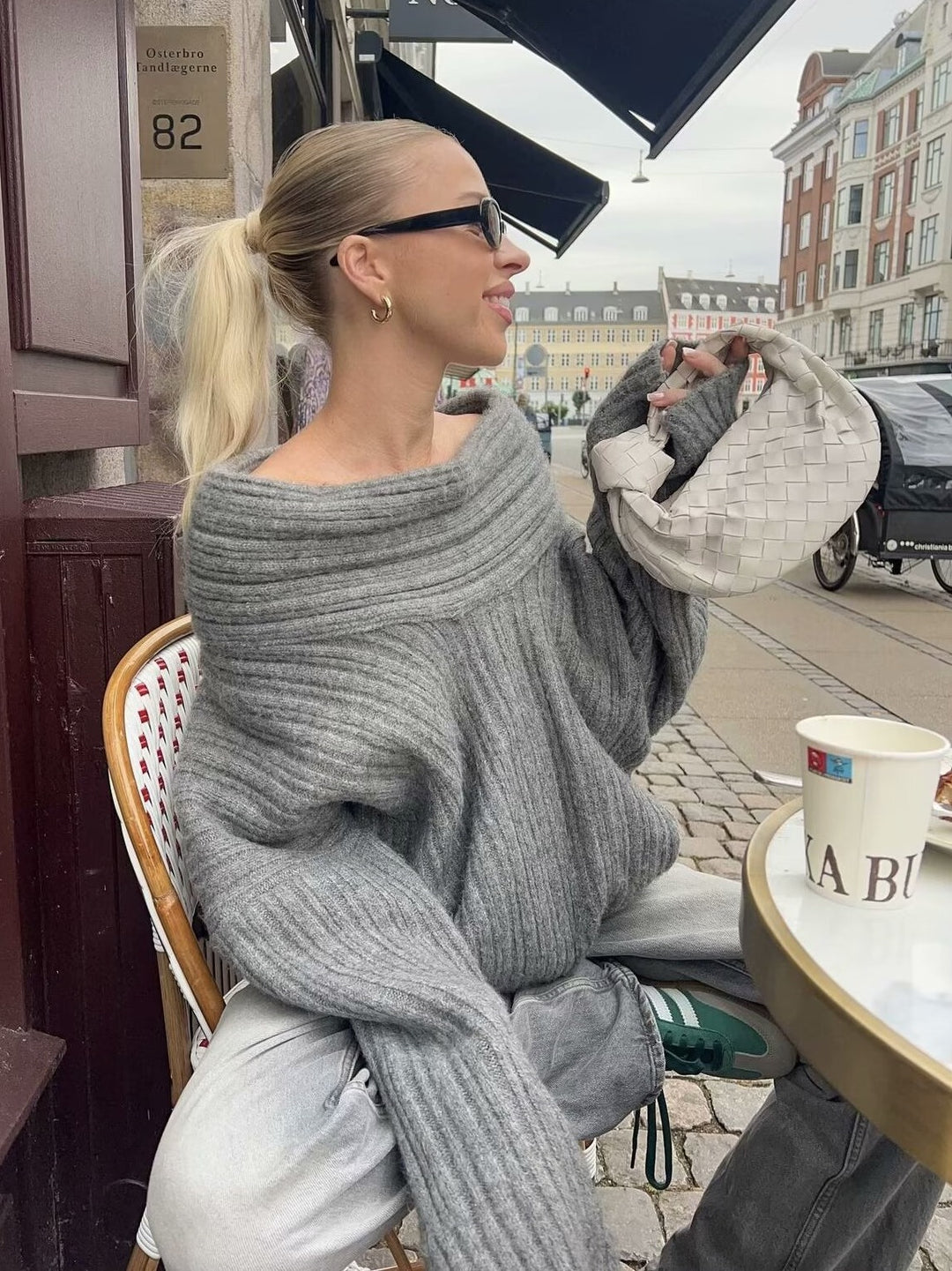 Damen Pullover mit weitem Rollkragen und strukturiertem Rippdesign Drune