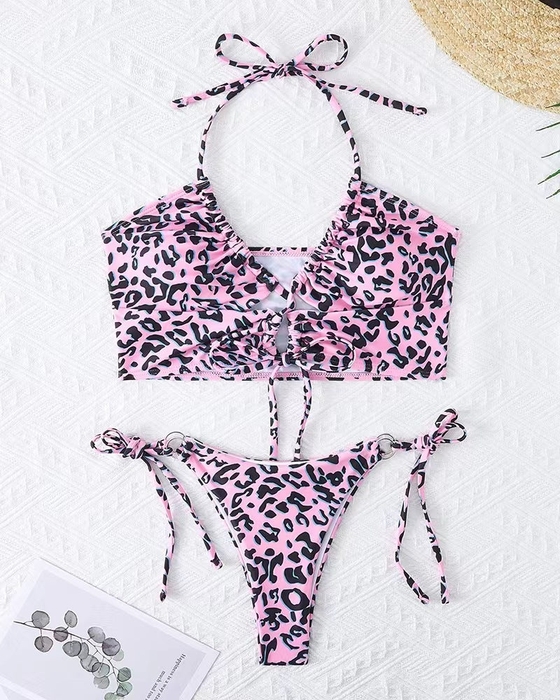 Damen Bikini-Set mit aufregendem Leopardenmuster und verstellbaren Trägern Drune