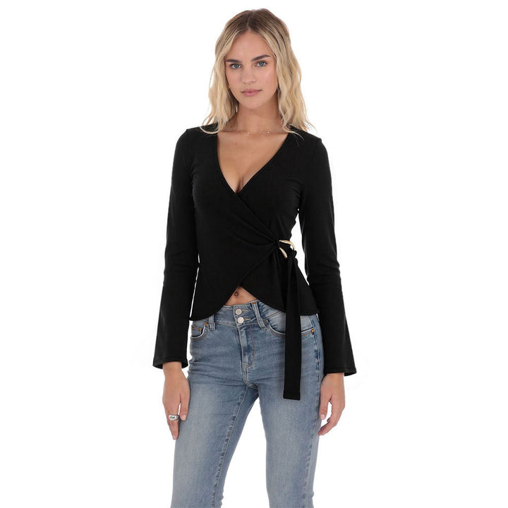Damen Wickeloberteil mit langem Arm und eleganten Rüschendetails Drune
