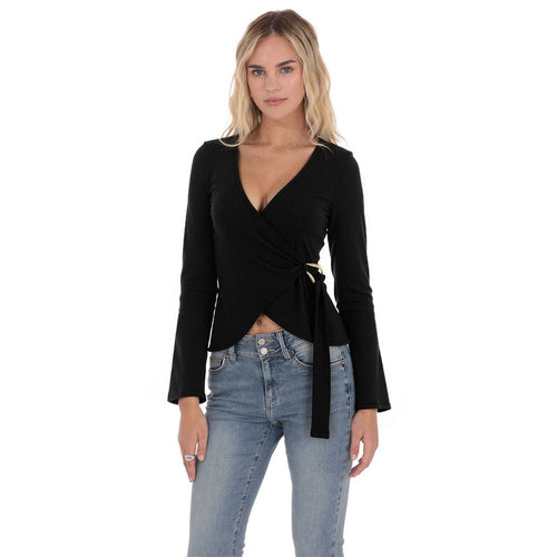 Damen Wickeloberteil mit langem Arm und eleganten Rüschendetails Drune