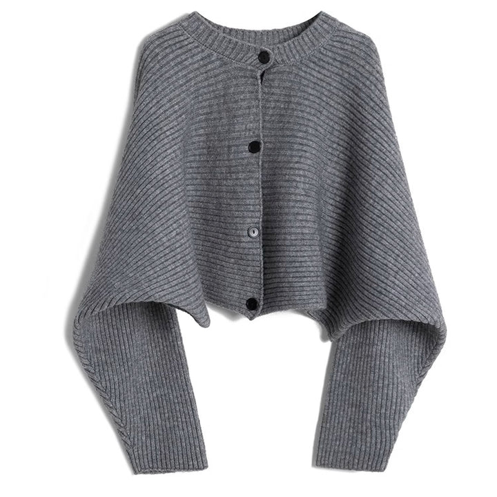 Damen modischer Strickoverwurf mit Knopfdetail und strukturiertem Design Drune