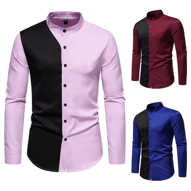 Herren elegantes Langarmhemd mit modernem Farbblockdesign Drune