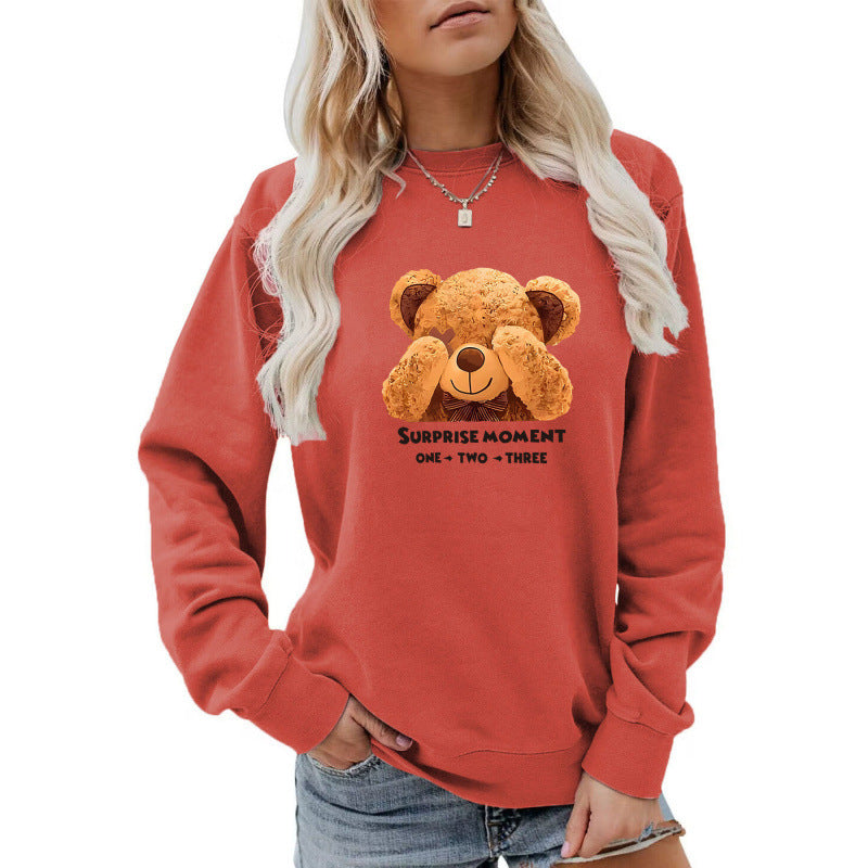Damen Freizeitpullover mit süßem Bärenmotiv Drune