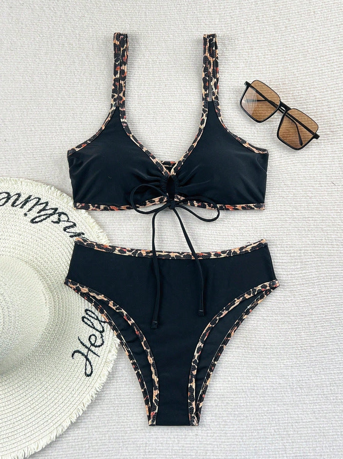 Damen Triangel-Bikini mit modischem Leopardenmuster Drune