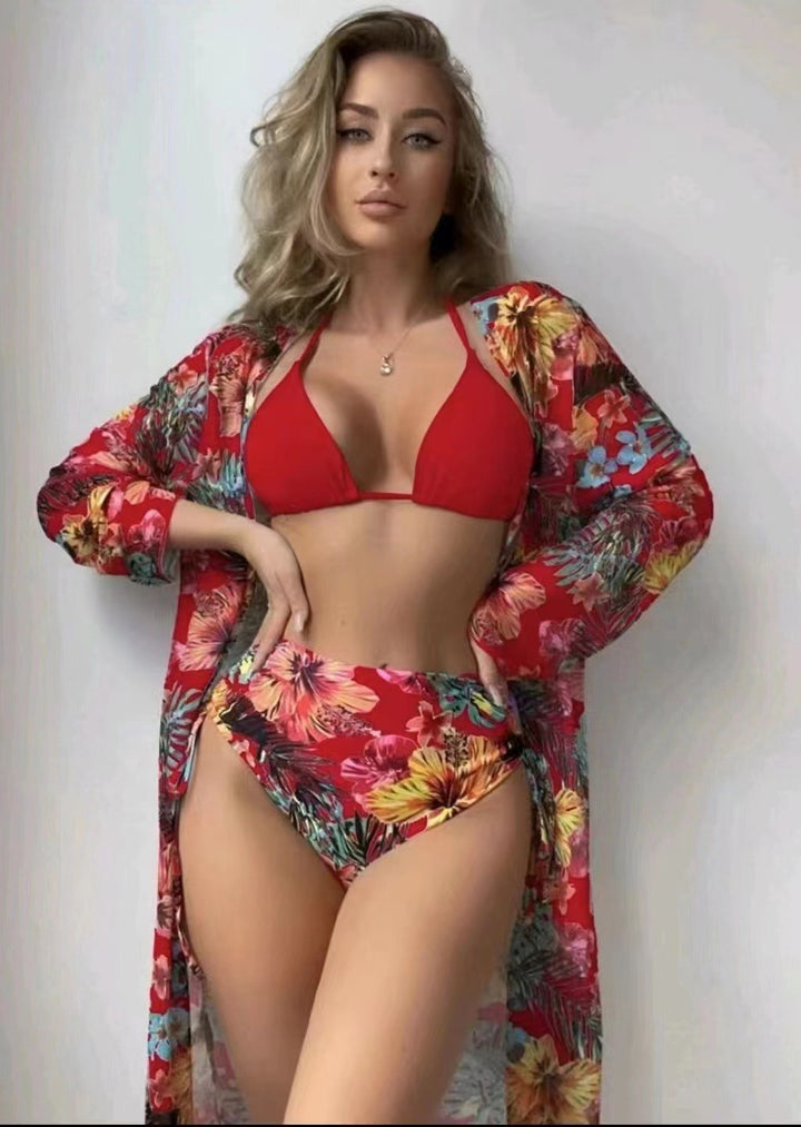 Damen modisches Bade-Set mit stylischem Kimono Drune