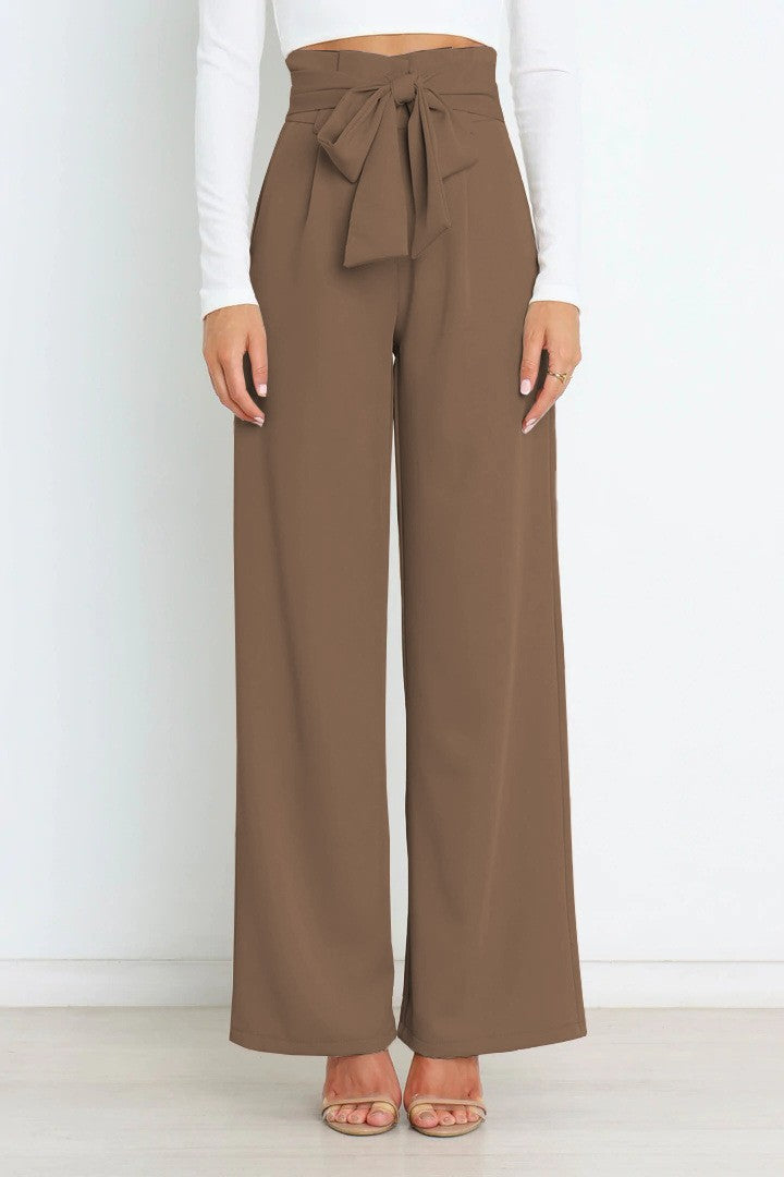 Damen Weitgeschnittene Hose mit dekorativem Bindegürtel Drune