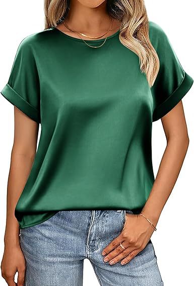 Drune | Satin-T-Shirt mit Umgeschlagenen Ärmeln für Damen