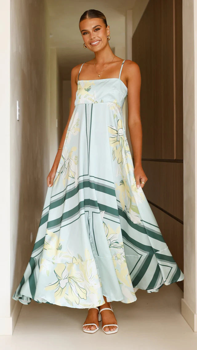 Damen Maxikleid mit floralem Motiv und fließendem Schnitt Drune