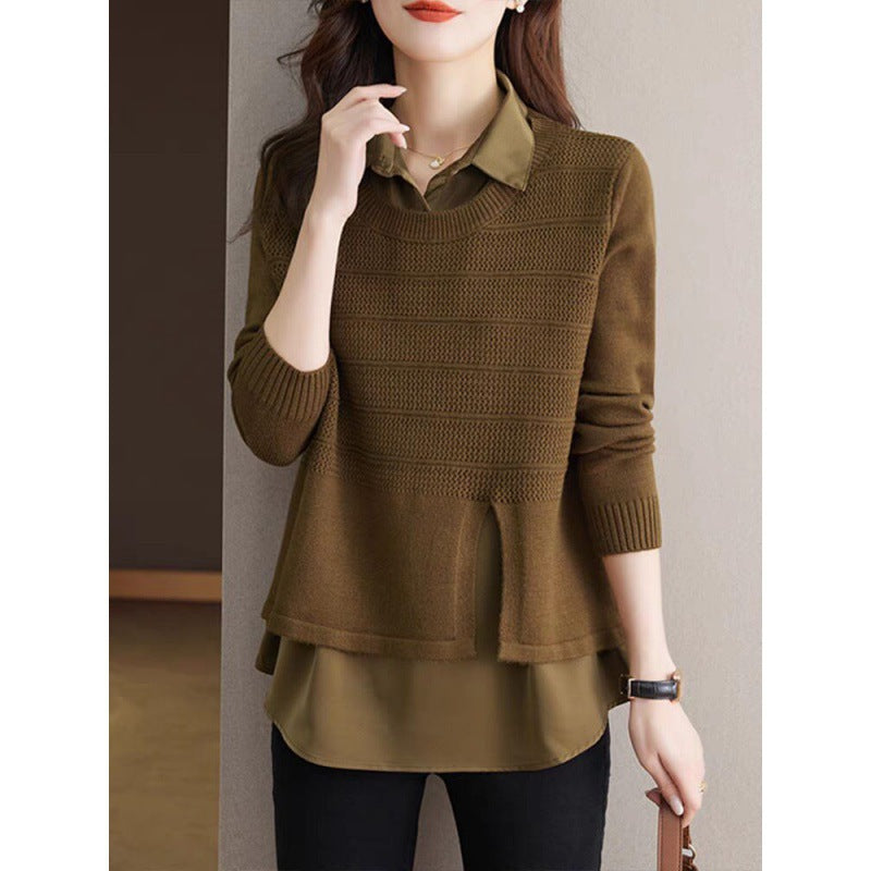 Damen Strickpullover mit layerndem Design und harmonischer Textur Drune