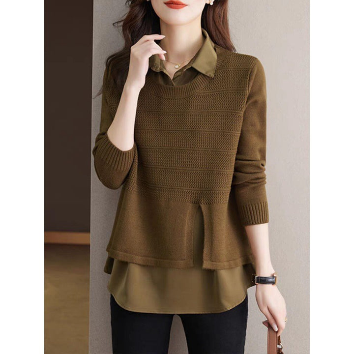 Damen Strickpullover mit layerndem Design und harmonischer Textur Drune