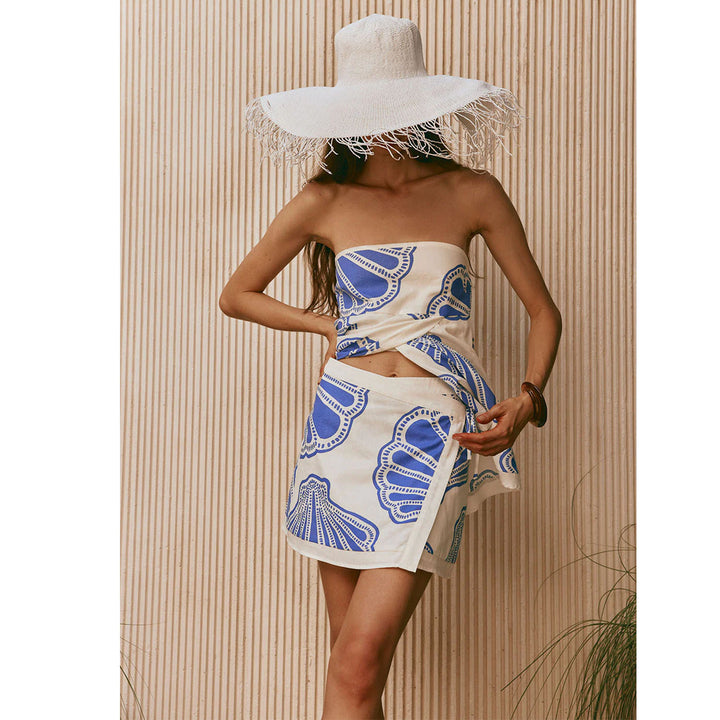Damen Strandkleid mit maritimen Muschel-Muster Drune