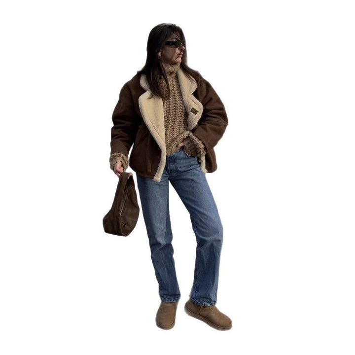 Damen Oversized-Winterjacke mit Plüsch Drune