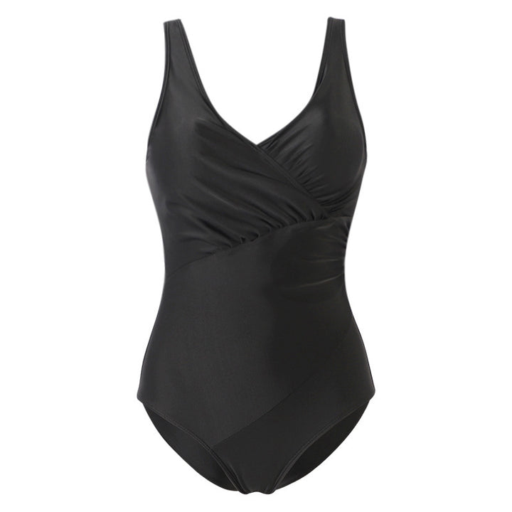 Damen Eleganter Einteiler Badeanzug mit Wickeloptik Drune